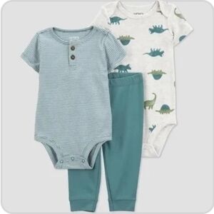 Carter's Teal and Dinosaur Bodysuit Set